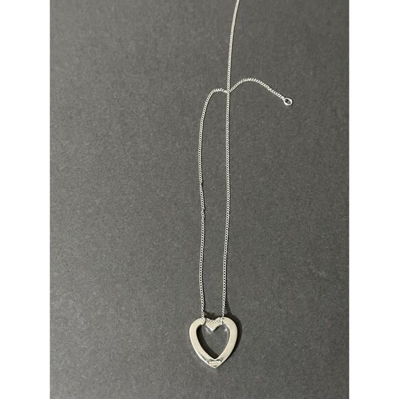 Sterling Heart Swarovski Open Heart Clear Crystal Necklace And Chain Sweetheart - Picture 2 of 10